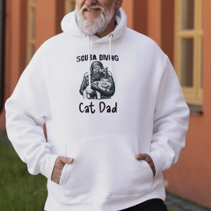 Cute Black på vit Dyka Cat Pappa Hoodie