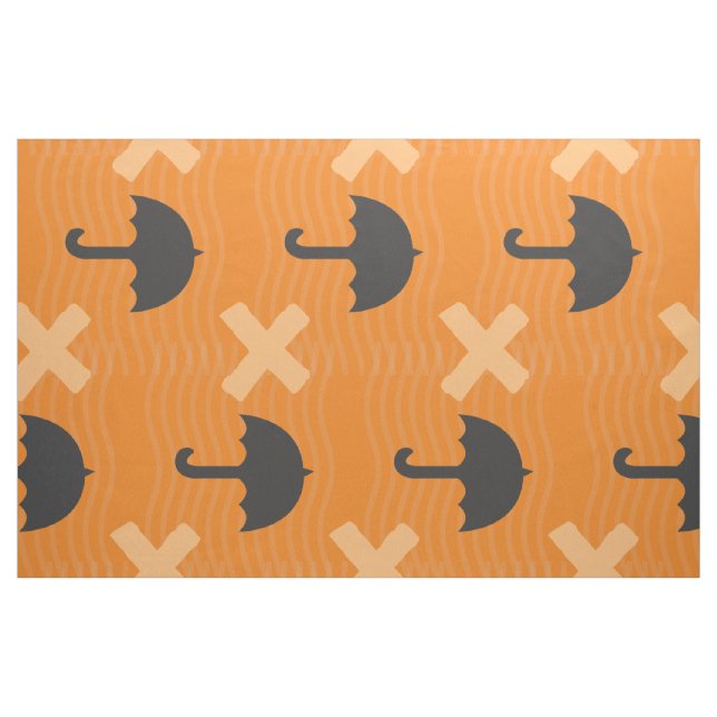 Cute Black Parbrella Mönster Monogram Tyg (Fat Quarter)