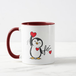  Cute Black Penguin with Red Hearts Love Mug Mugg