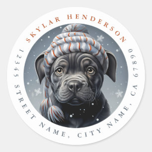 Cute Black Pit Bull Dog Round Stickers Runt Klistermärke