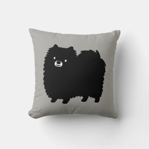 Cute Black Pommern Adsible Fluffy Hund Kudde