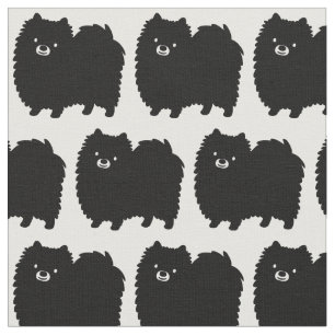 Cute Black Pommern Hundar Mönster Tyg