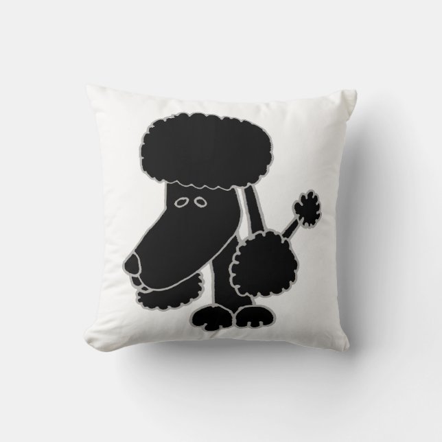 Cute Black Poodle Face Puppy Dog Design Kudde (Framsida)