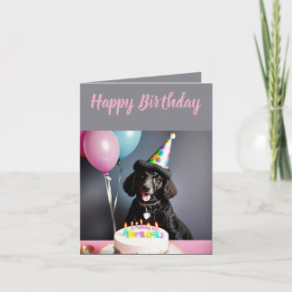 Cute Black Pudel födelsedag Kort