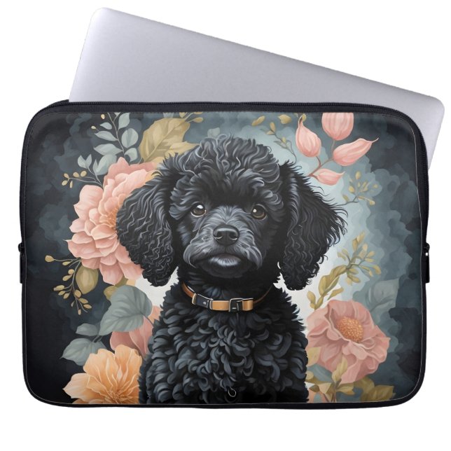 Cute Black Pudel Puppy Laptop Fodral (Framsidan)