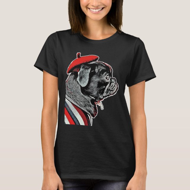 Cute Black Pug Classic T-Shirt 69 (Framsida)