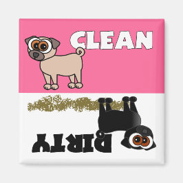 Cute Black Pug Clean / Dirty Dishwasher Magnet