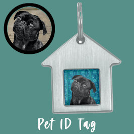 Cute Black Pug Face Charm | Unique Custom Dog Love ID-bricka Husdjur