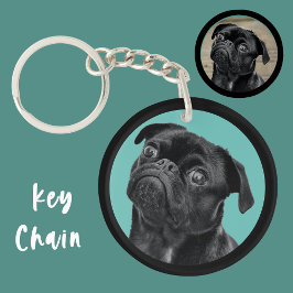 Cute Black Pug Face Charm | Unique Custom Dog Love Nyckelring