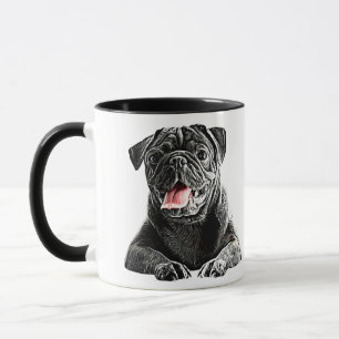 Cute Black Pug Hund Animal Pets art Mugg