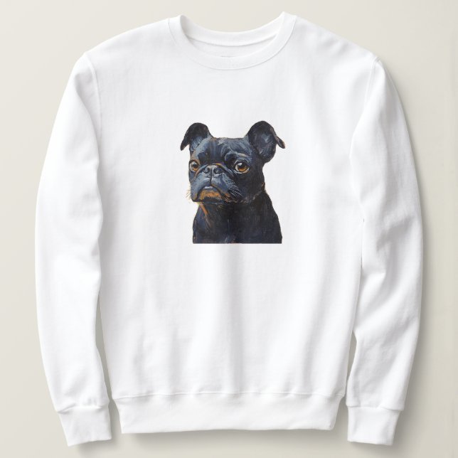 Cute Black Pug Hund Art Sweatshirt - Mysigt Djuräl T Shirt (Design framsida)