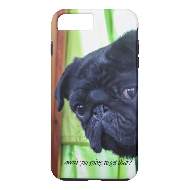 Cute Black Pug med Attitude Photo Case-Mate iPhone Skal (Baksida)