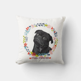 Cute Black Pug - Pug Mamma Kudde