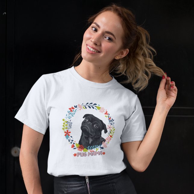 Cute Black Pug - Pug Mamma T Shirt (Skapare uppladdad)