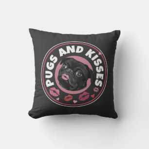 Cute Black Pug Pugs och Kisses Kudde