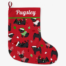 Cute Black Pugs Red Liten Julstrumpa