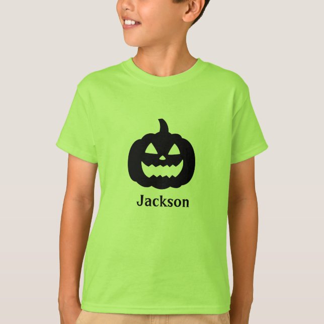 Cute Black Pumpkin eget namn Halloween T-Shirt (Framsida)