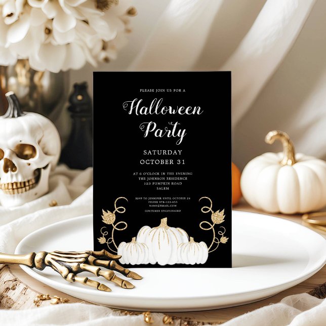 Cute Black Pumpkin Halloween fest Inbjudningar (Cute Black Pumpkin Halloween Party Invitation)
