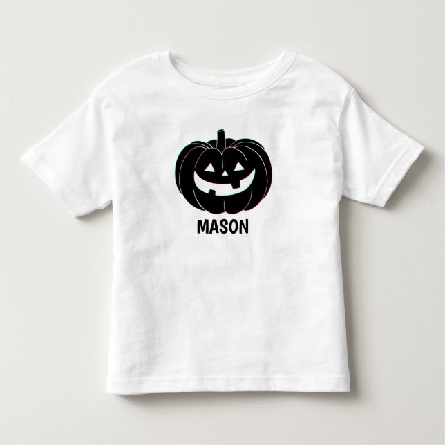 Cute Black Pumpkin Halloween Namn T Shirt (Framsida)