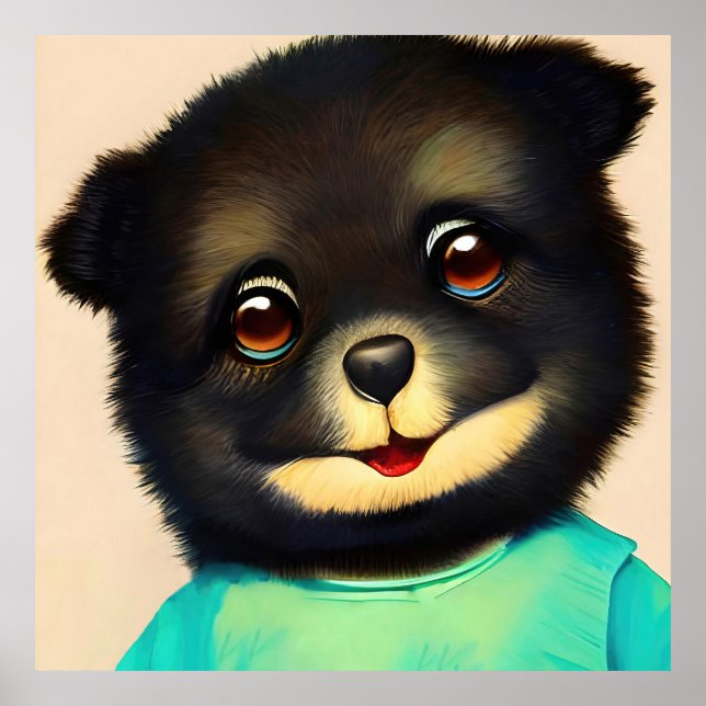 Cute black puppy illustration poster (Framsidan)