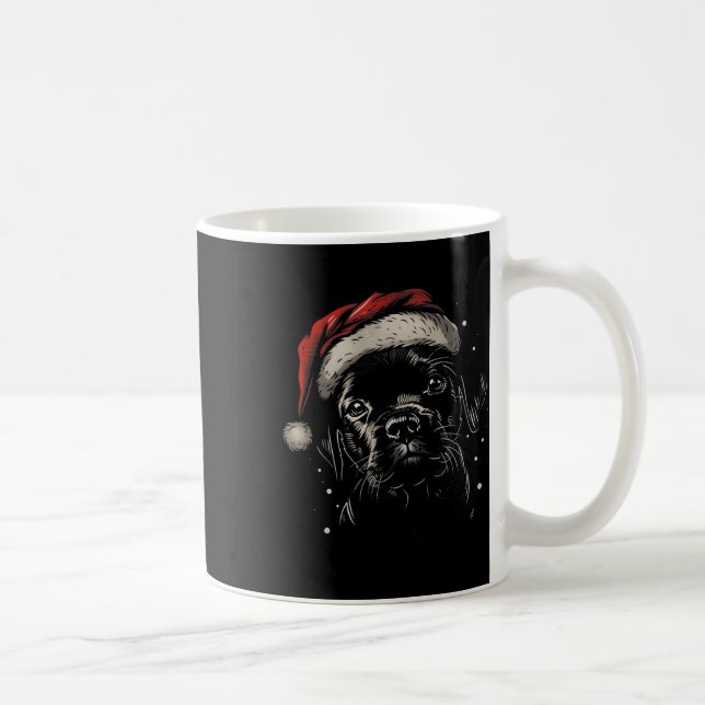 Cute Black Puppy Lab Santa Hat Julafton Hund Labou Kaffemugg (Höger)