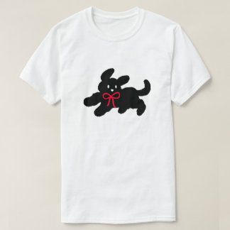 Cute Black Puppy with Red Bow Coquette Aesthetic T Shirt