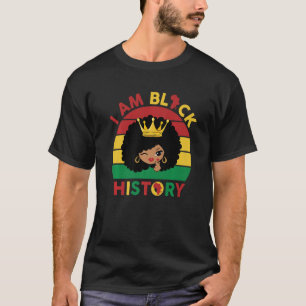 Cute Black Qeen Girl med Afro Puff Hjärtat i T Shirt