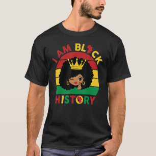 Cute Black Qeen Girl med Afro Puff Hjärtat i T Shirt