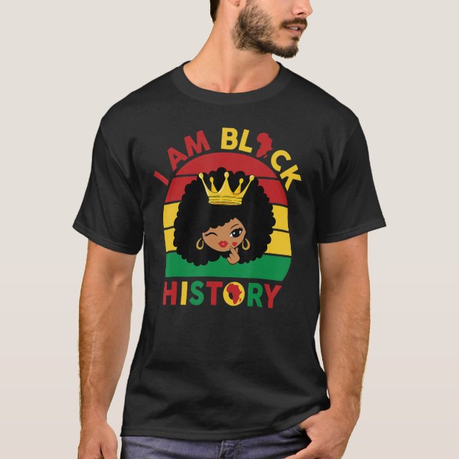 Cute Black Qeen Girl med Afro Puff Hjärtat i T Shirt (Framsida)