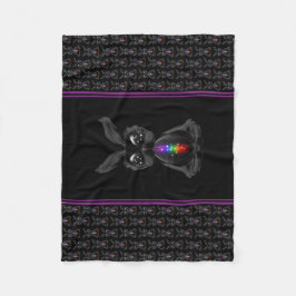 Cute Black Rabbit med Chakra Rainbow Soul Fleecefilt