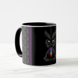 Cute Black Rabbit med Chakra Rainbow Soul Mugg