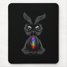 Cute Black Rabbit med Chakra Rainbow Soul