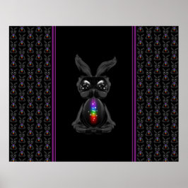 Cute Black Rabbit med Chakra Rainbow Soul Poster