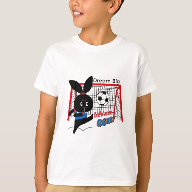 Cute Black Rabbit Soccer Player Design T Shirt (Framsida)