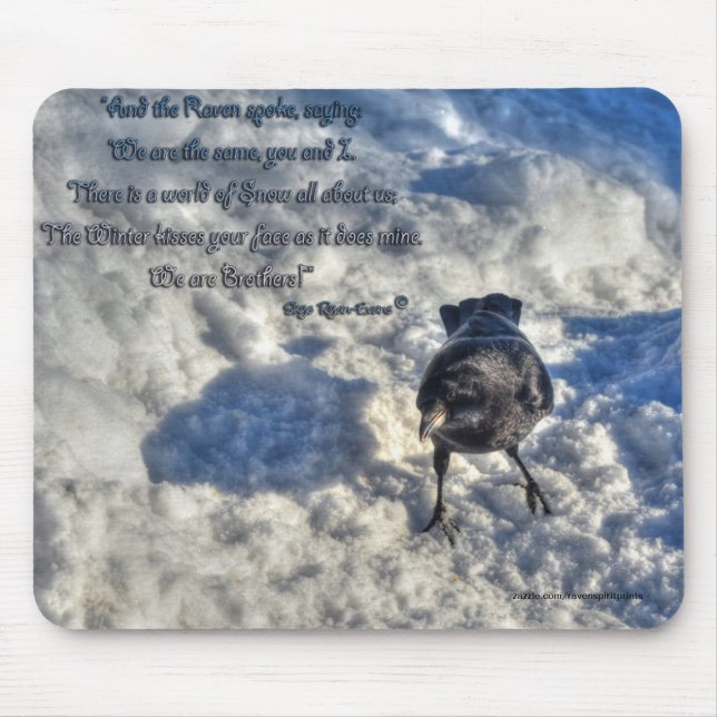 Cute Black Raven i Snö Photo Musmatta (Framsidan)