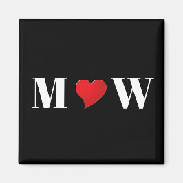 Cute black red eart anpassningsbar par monogram mo magnet