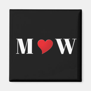 Cute black red eart anpassningsbar par monogram mo magnet