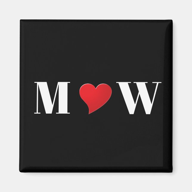 Cute black red eart anpassningsbar par monogram mo magnet (Framsidan)