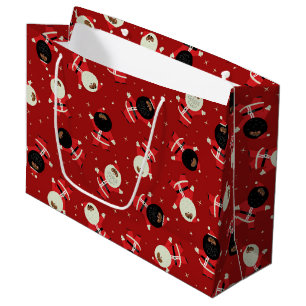 Cute Black Santa Party Mönster på Red Background