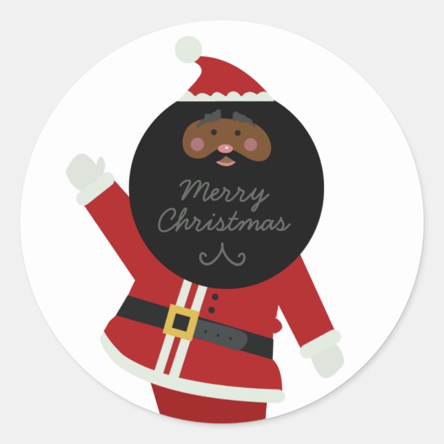 Cute Black Santa Party Runt Klistermärke (Framsida)