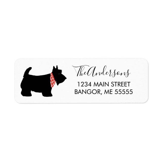 Cute Black Scottish Terrier Hund Returadress Returadress Etikett (Framsidan)