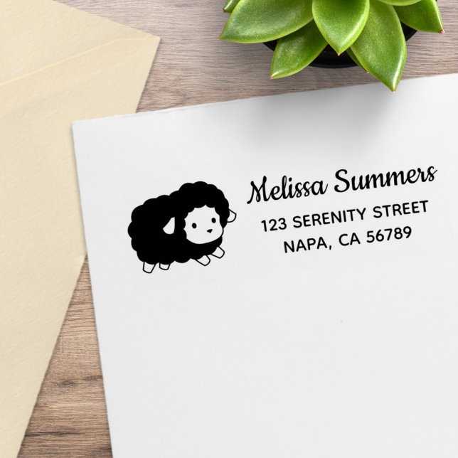 Cute Black Sheep Ewe Return Address Stämpel (Skapare uppladdad)