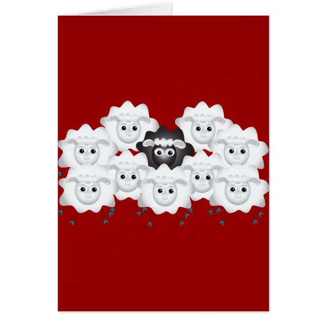 Cute Black Sheep i familjen Hälsningskort (Framsidan)