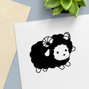 Cute Black Sheep Ram Självfärgande Stämpel