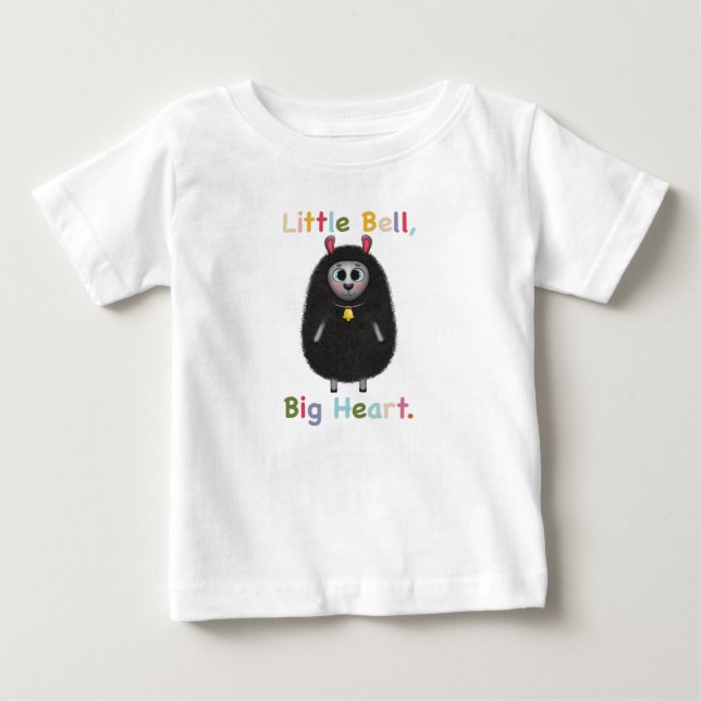 Cute Black Sheep with Bell – Little Bell Big Heart T Shirt (Framsida)
