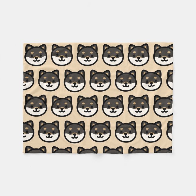 Cute black Shiba Inu Dog Face Fleecefilt (Framsidan (Horisontell))