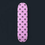 Cute Black Skull Mönster på Rosans bakgrund Mini Skateboard Bräda 18,5 Cm<br><div class="desc">Toppen svarta döskallar bildar mönster på rosa.</div>