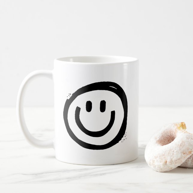 Cute Black Smile Ansikte Kaffemugg (Med munk)