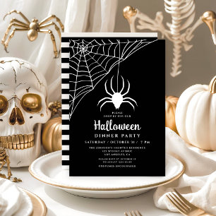 Cute Black Spider Halloween Middag Party Inbjudningar