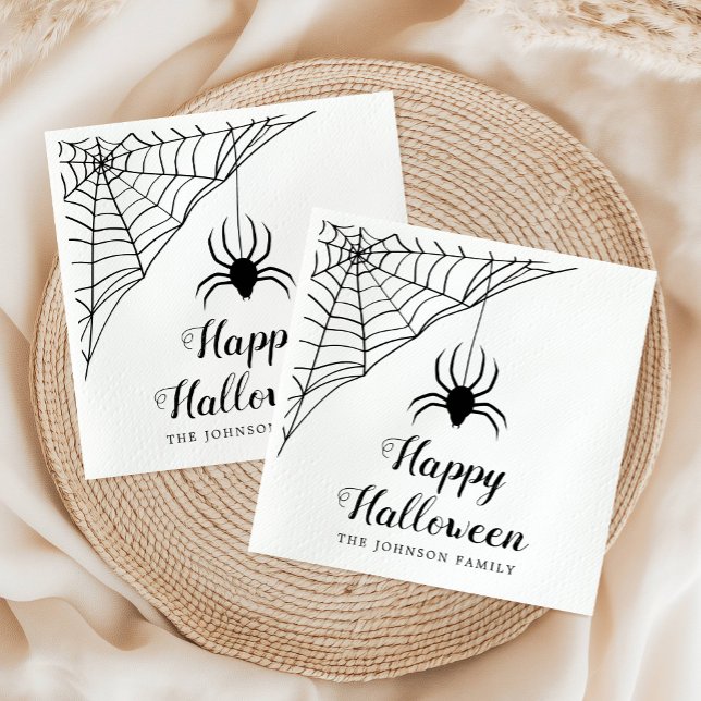 Cute Black Spider Happy halloween Napkins Pappersservett (Cute Black Spider Happy Halloween Napkins)